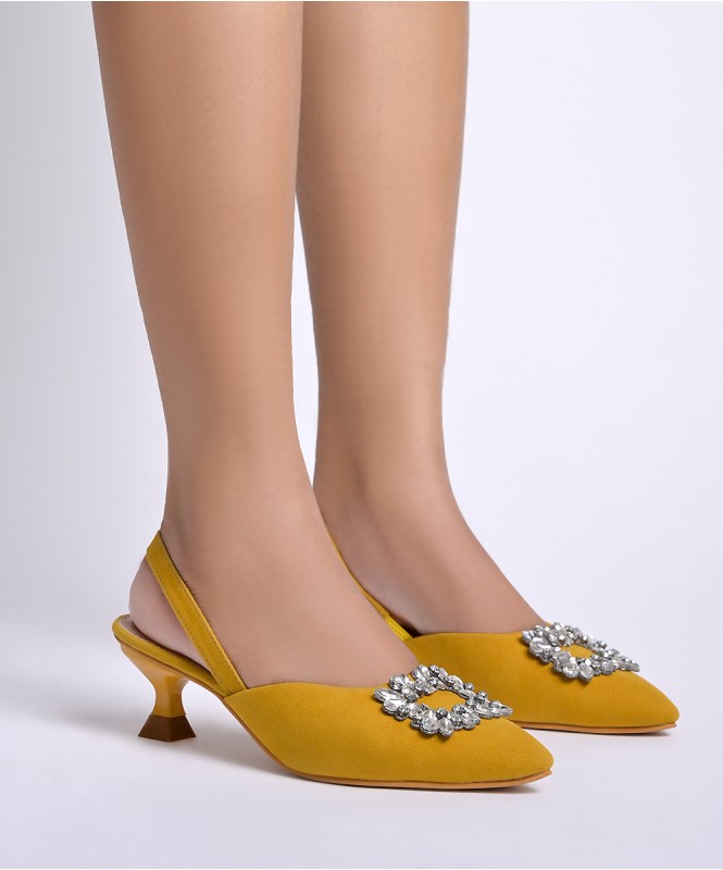 Yellow hotsell rhinestone heels