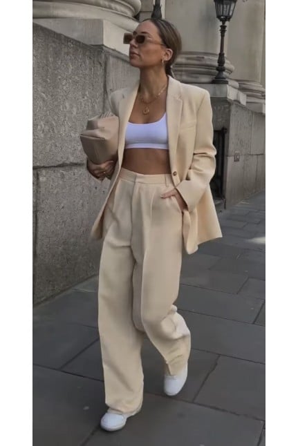 Beige  Blazer With Trouser Co-ord 