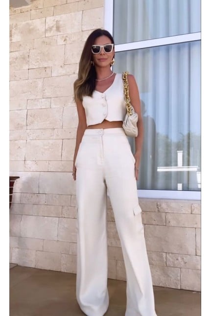 Set Of 2 - White Top With Trouser