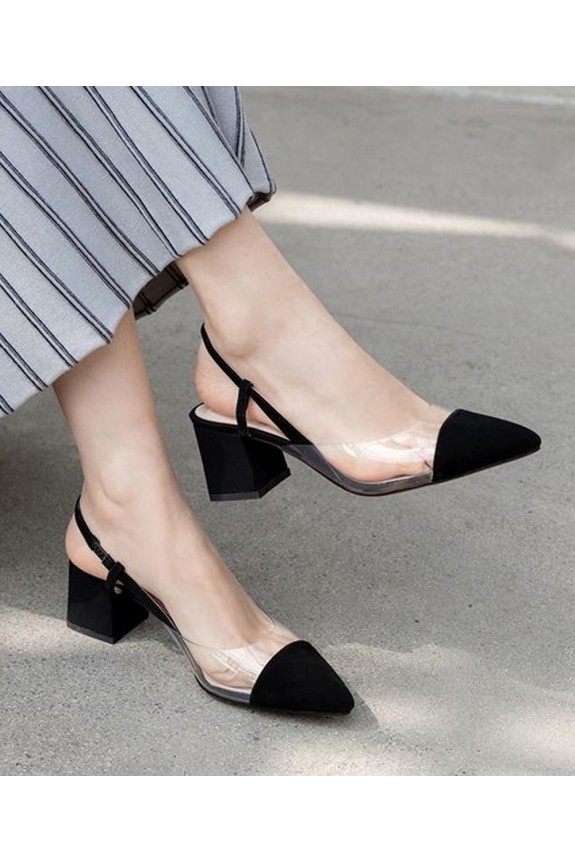 Black suede transy heels 