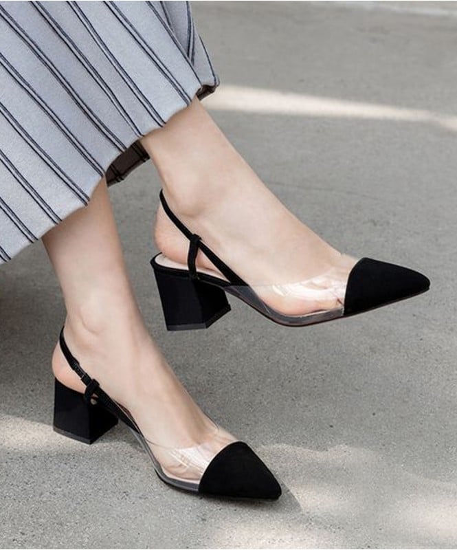Black suede transy heels 
