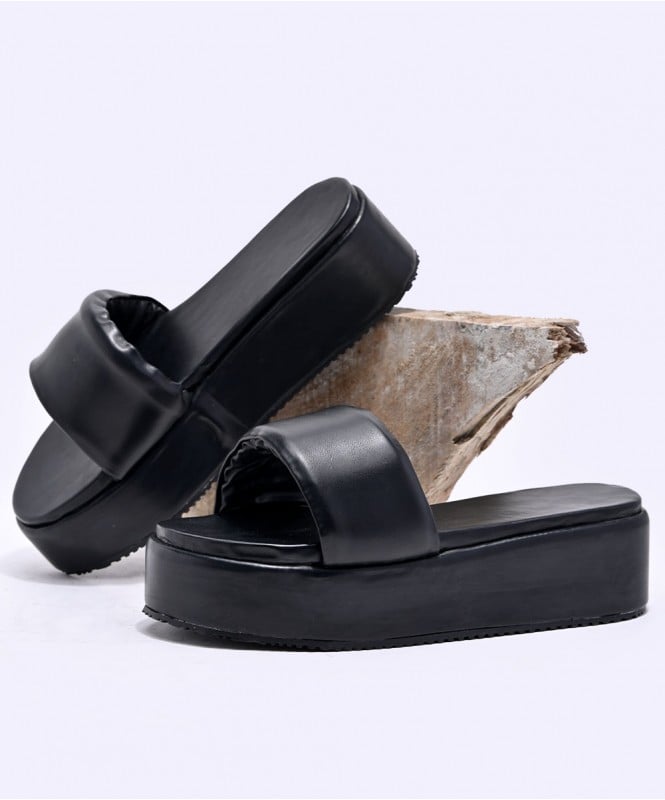 Constance Flatform Sandals - Black