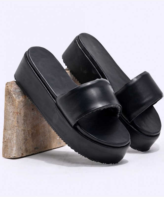 Black flatform sandals sales