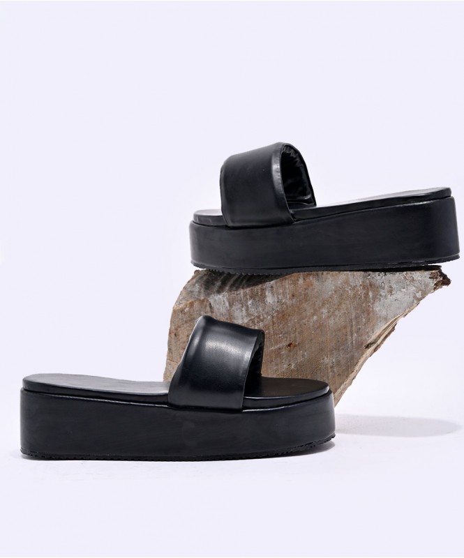 Platform slide sales sandals black