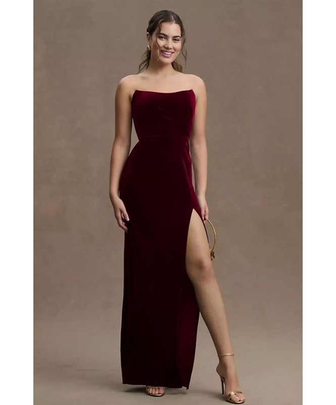 Azazie Nereda Maroon Velvet Dress