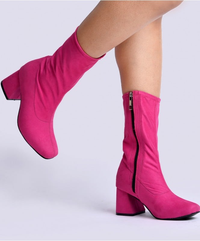 Pink suede boots