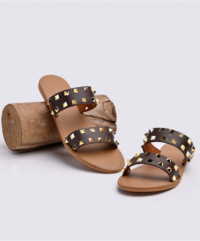 Buy LUNA BLU Grey Studded Sandals from Westside