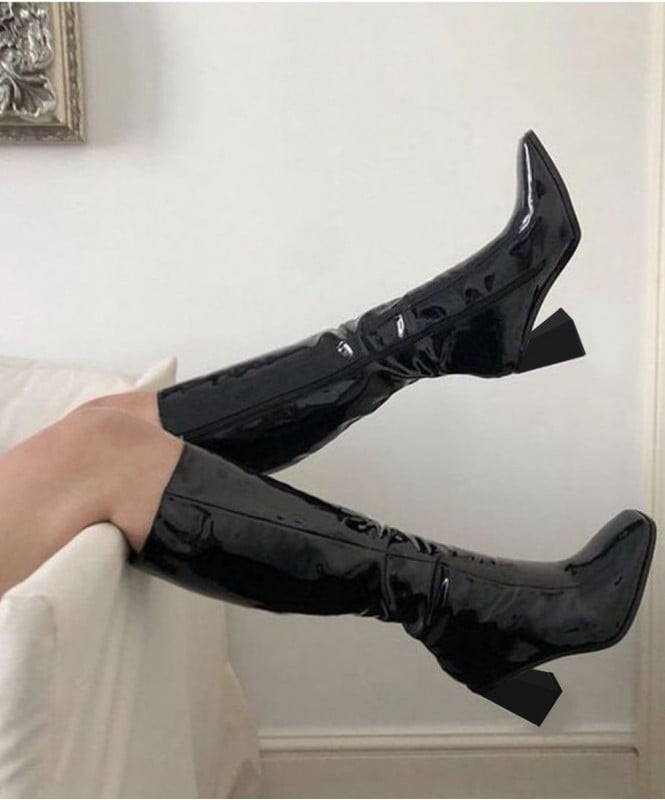Shine on black calf boots 