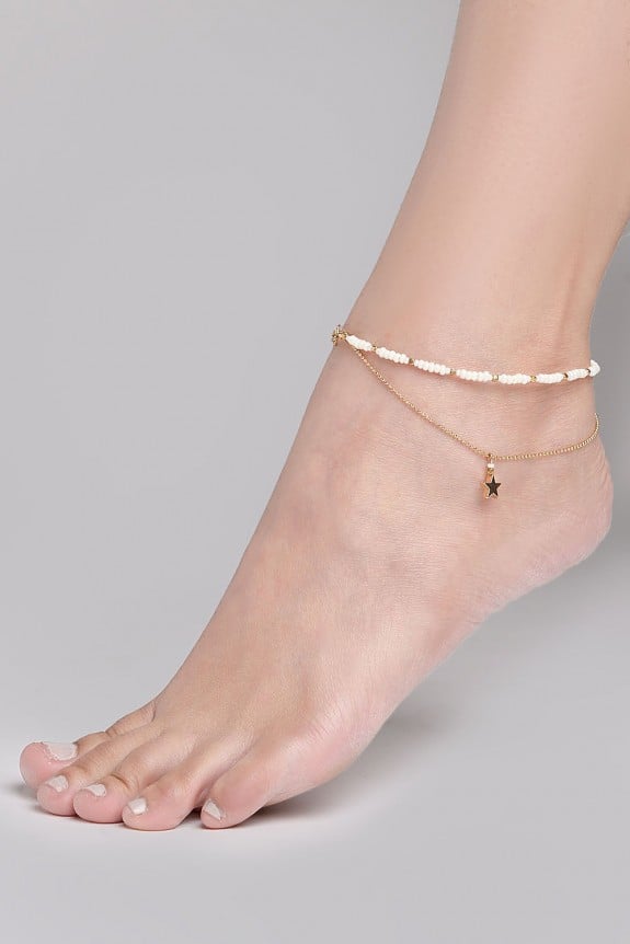 White Beaded Anklet