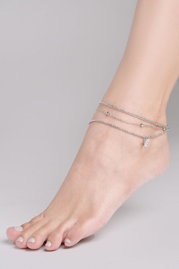 Butterfly Charm Silver Anklet