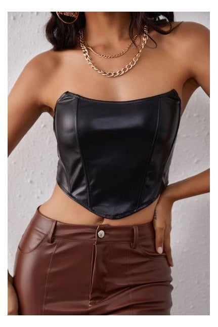 Faux Leather Corset Top 
