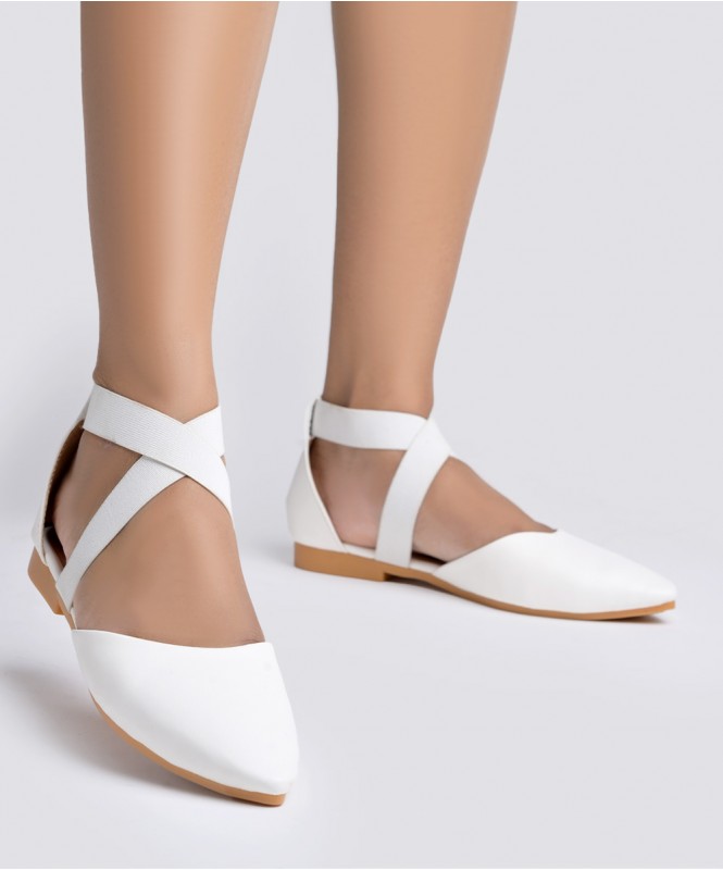 White criss cross flats Street Style Store SSS