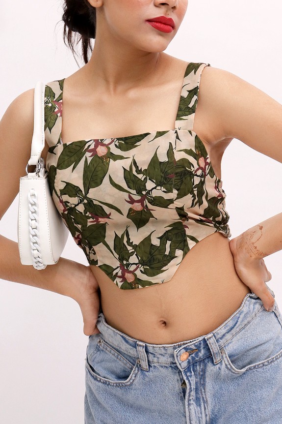 Floral Print Crop Corset Top
