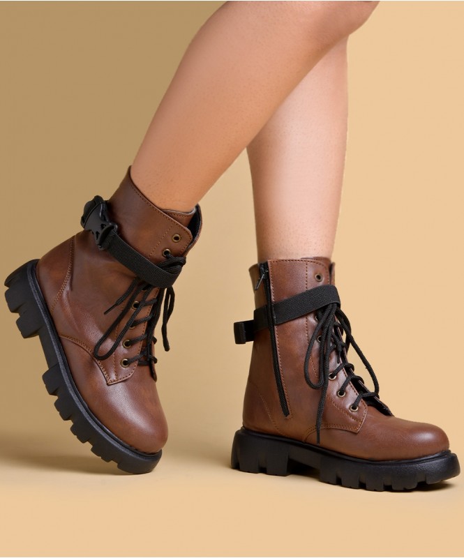 Short brown combat boots shop