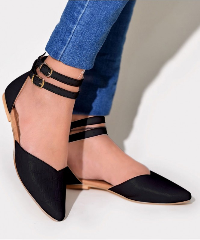 Black closed toe shoes flats sales