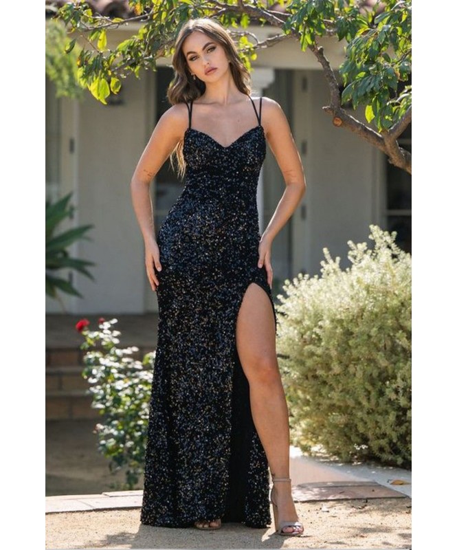 Long Sequin Mermaid Dress with Slit