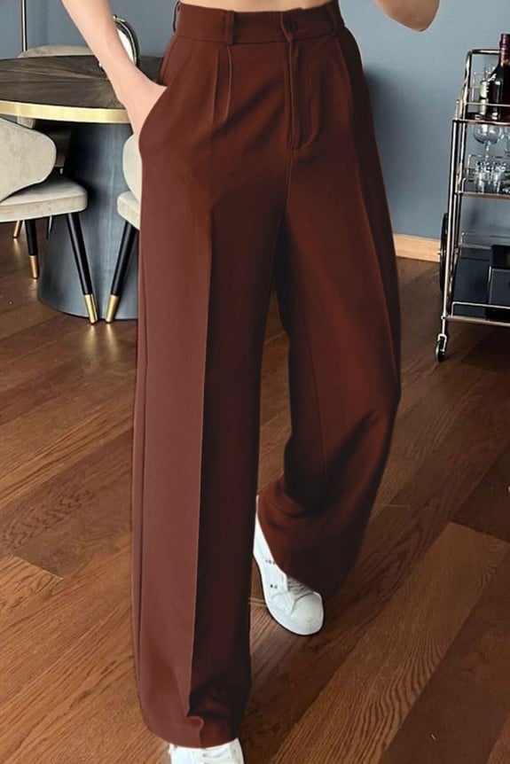 Brown High Waist Trouser