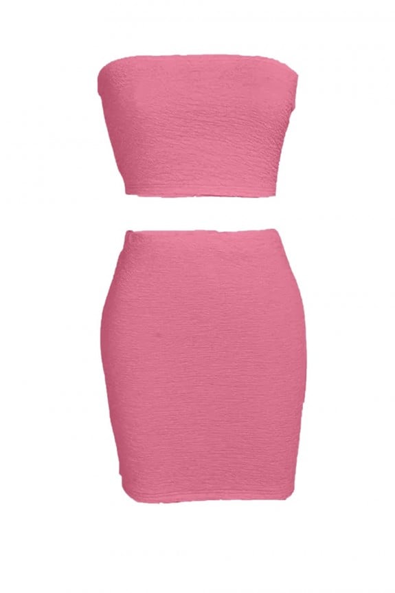 Set of 2-Pink Tube Top With Fitted Skirt
