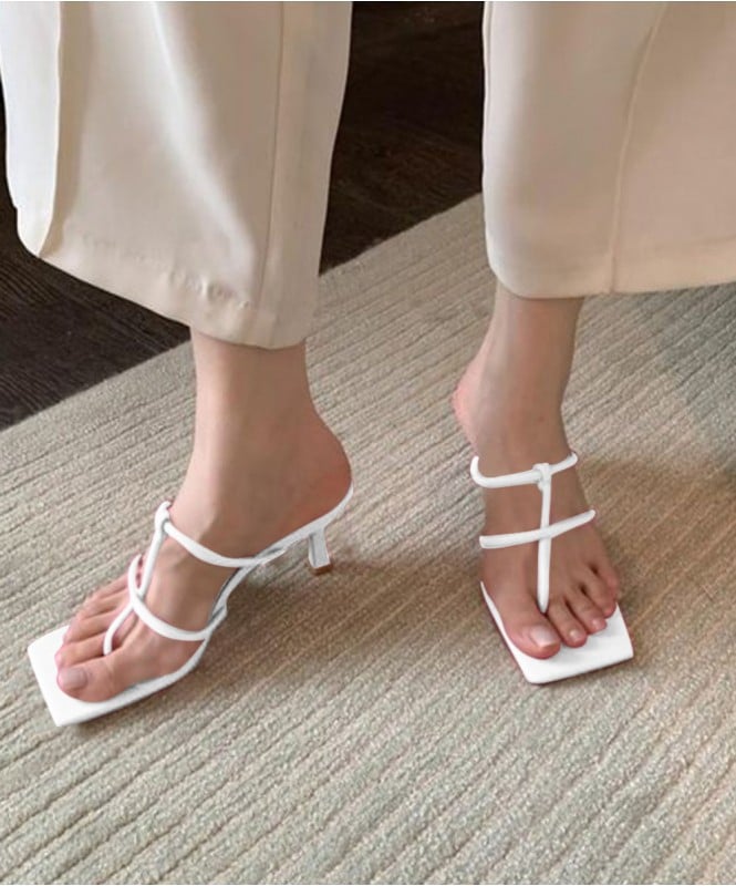Minimal strip white heels 