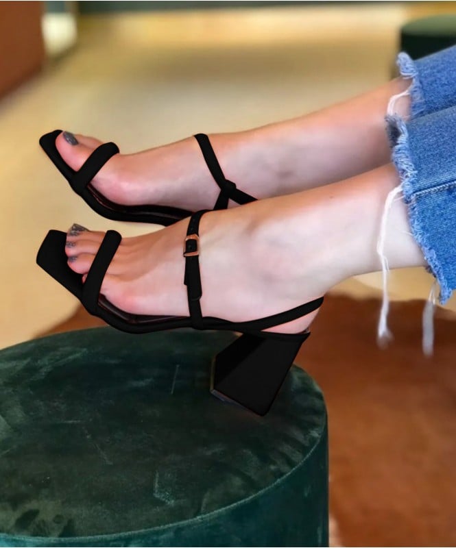 The black strappy heels 
