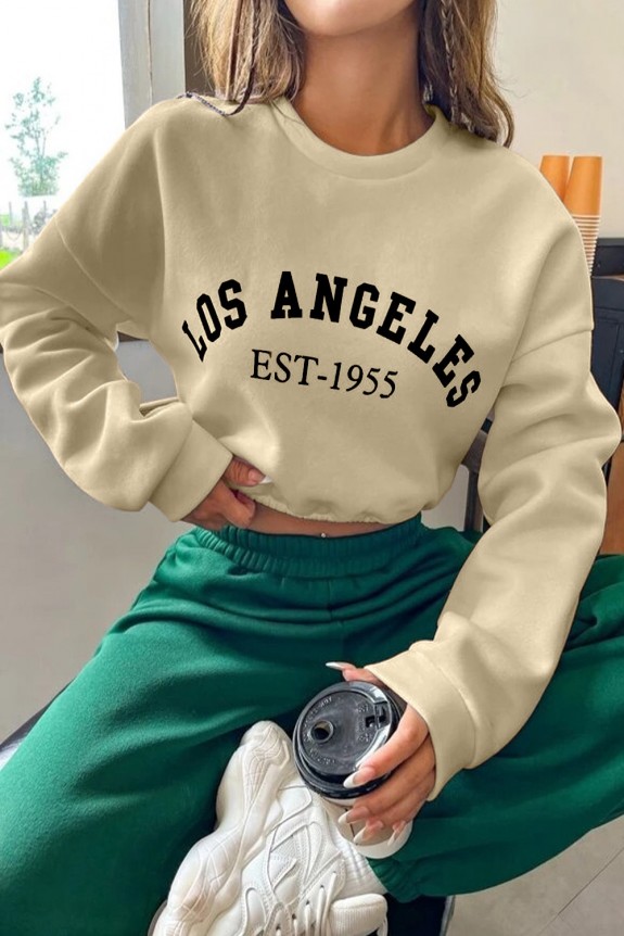 Los Angeles Khaki crop sweatshirt