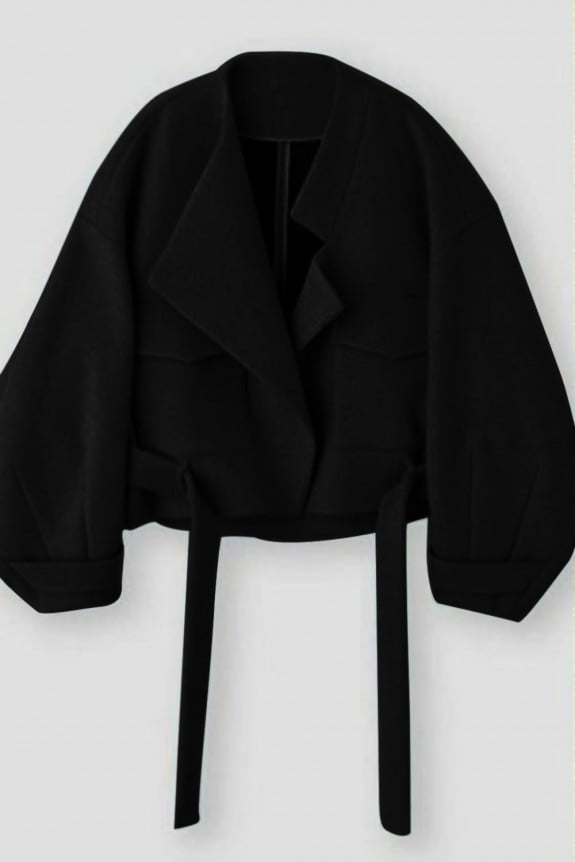  Black Full Sleeves Jacket with Asymmetric Collar
