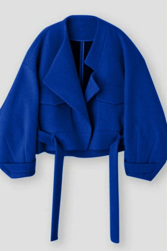 Blue Full Sleeves Jacket with Asymmetric Collar
