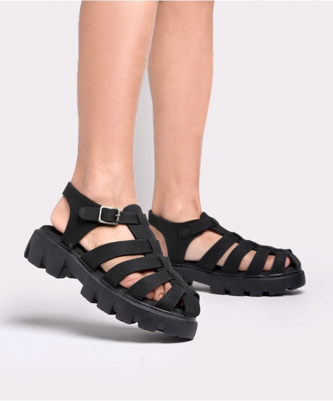 Black chic chunky sandals Street Style Store SSS
