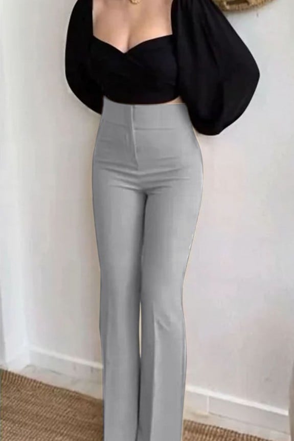 Deep Neck Full Sleeves Top With High Waist Trouser