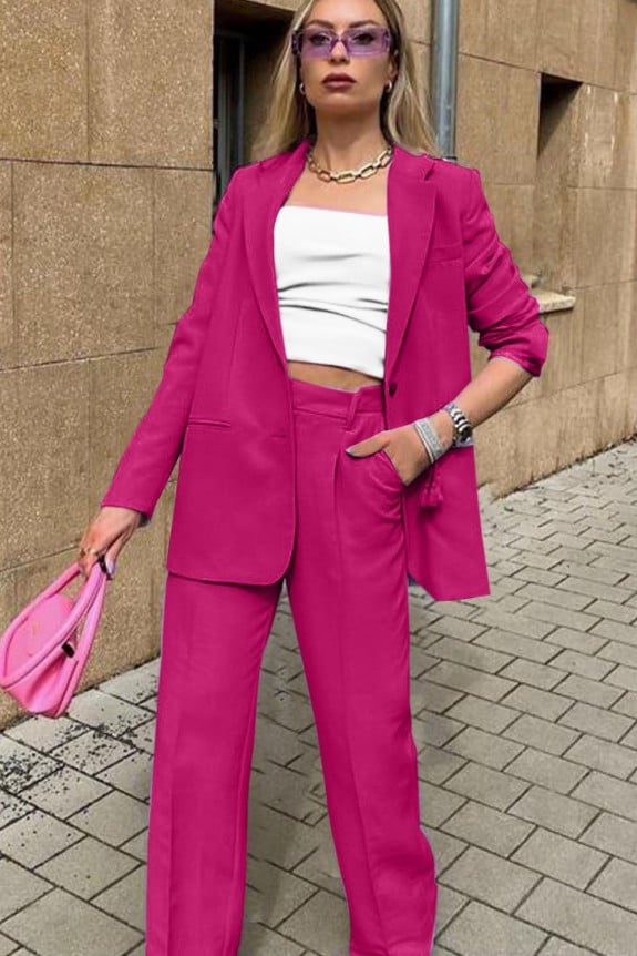 Set Of 2 Pink  Blazer With High Waist Trouser