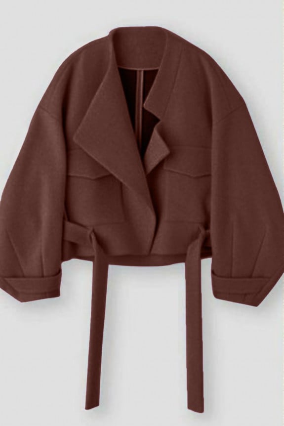 Cinnamon Brown Jacket with Asymmetric Collar