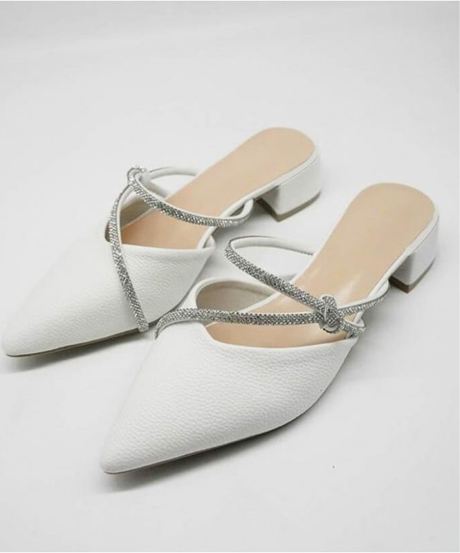 White shimmer detailed heels 