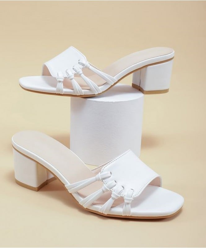 White multi knot heels 