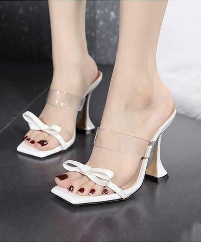 Amazon.com | PROMI High Heels 20cm Summer Transparent Sole White Fine Heel  Round Head Sandals-white|33 | Heeled Sandals
