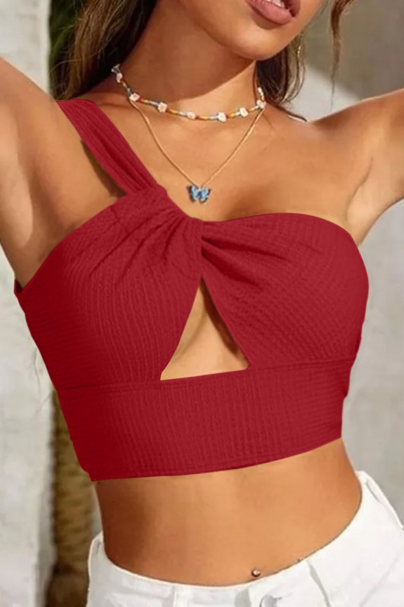 Red Cut-Out Crop Top