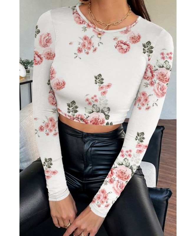 Floral Print Full Sleeves crop Top