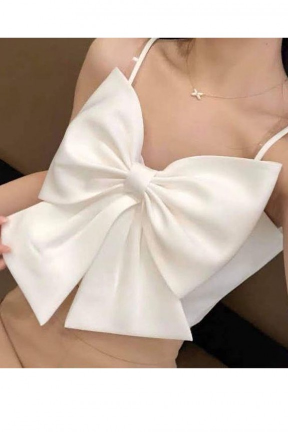 White Bow Style Cropped Top