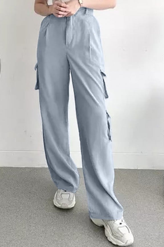 Korean pocket cargo pants - Light grey