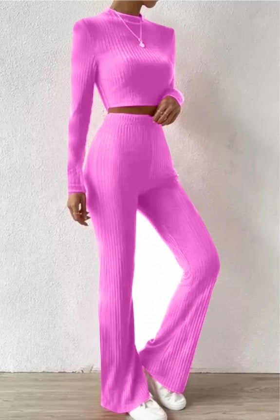 Set Of 2 Pink Full Sleeves Top With Trouser