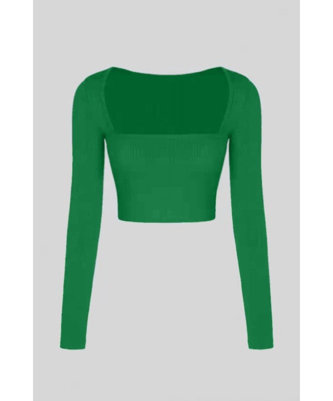Green Lycra Long Sleeve Top