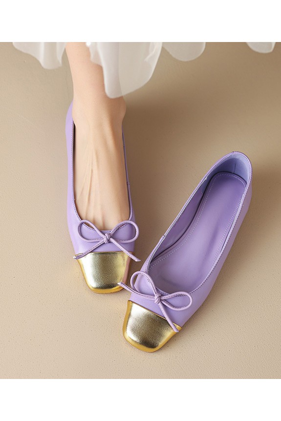 Lavender & Golden bow ballerinas  
