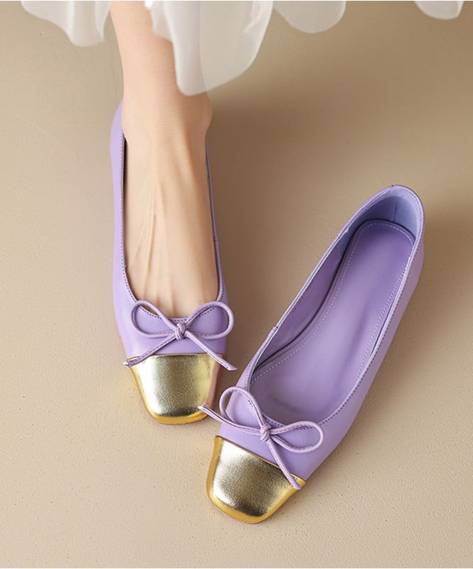 Lavender & Golden bow ballerinas
