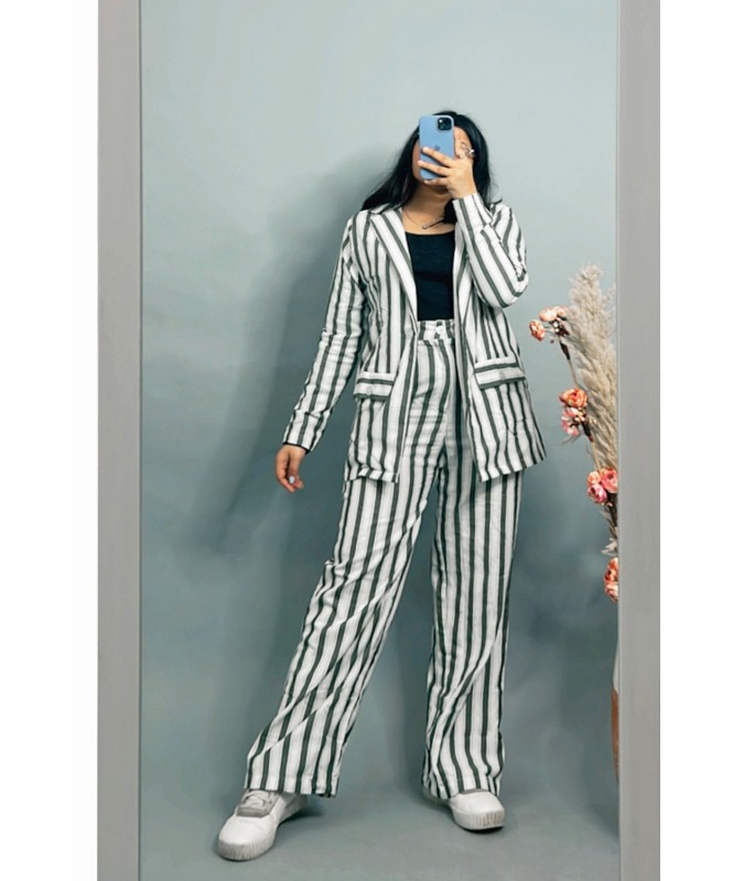 Striped Blazer With Trouser - Set Of 2