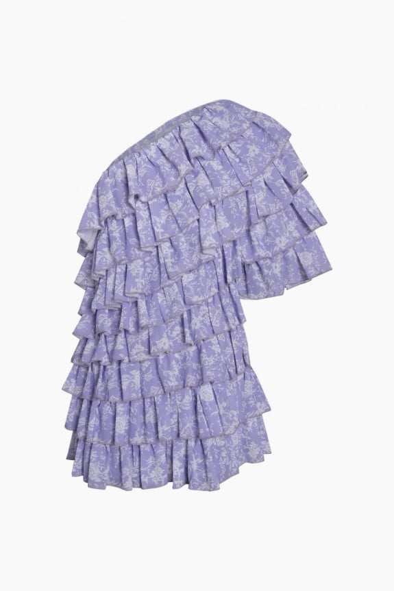 One-Shoulder Lavender Ruffle Dress