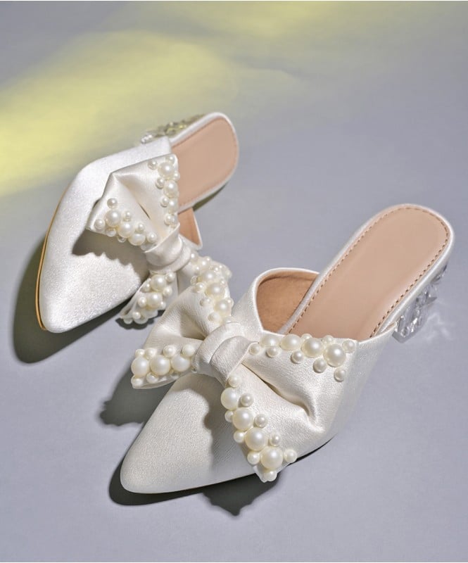 Pretty pearl satin heels 
