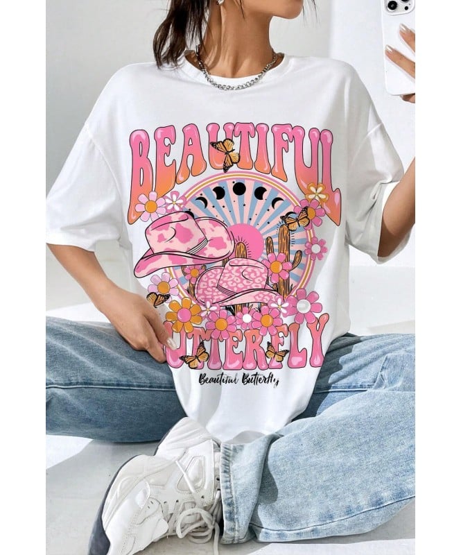 Butterfly Printed Oversized  T-Shirt