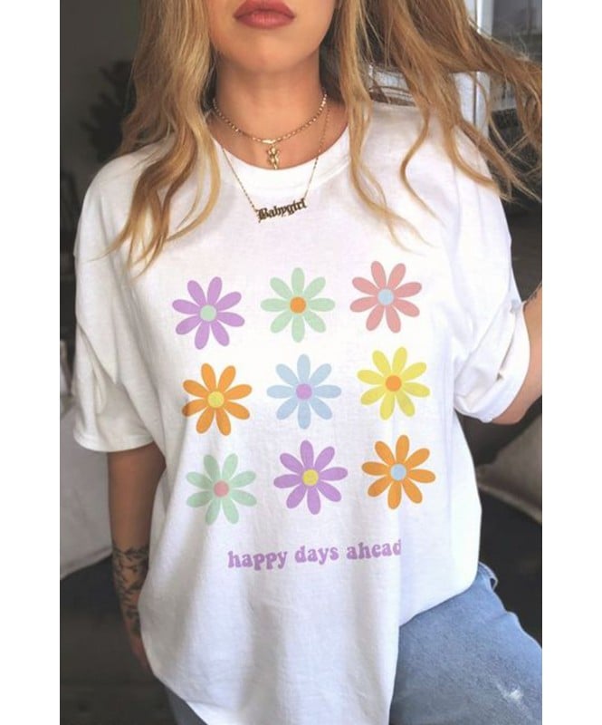 White Multi-Floral Graphic T-Shirt