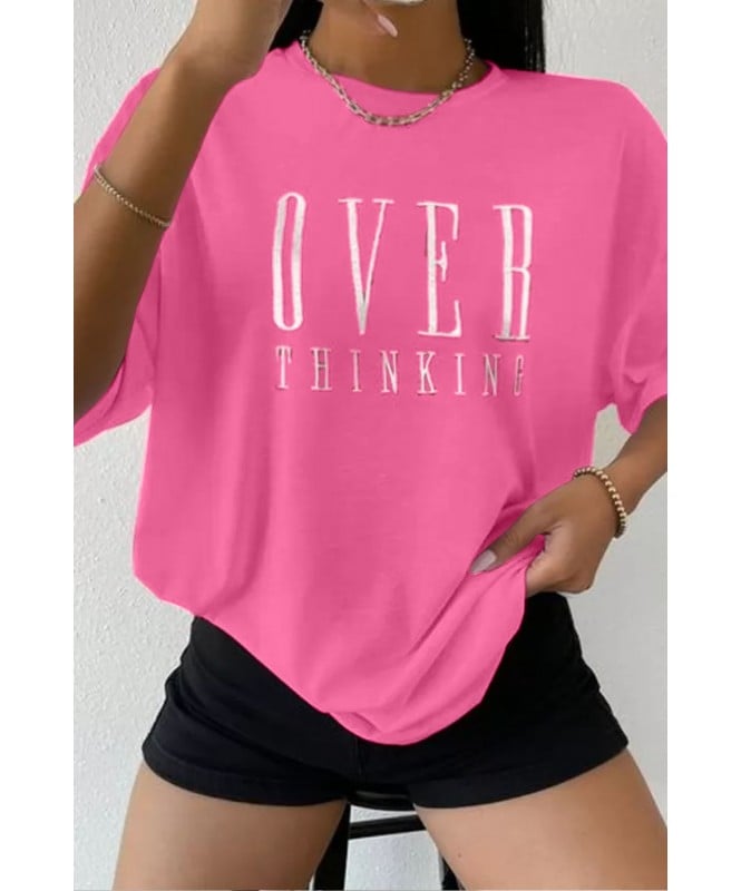 Women Round Neck Pink T shirt