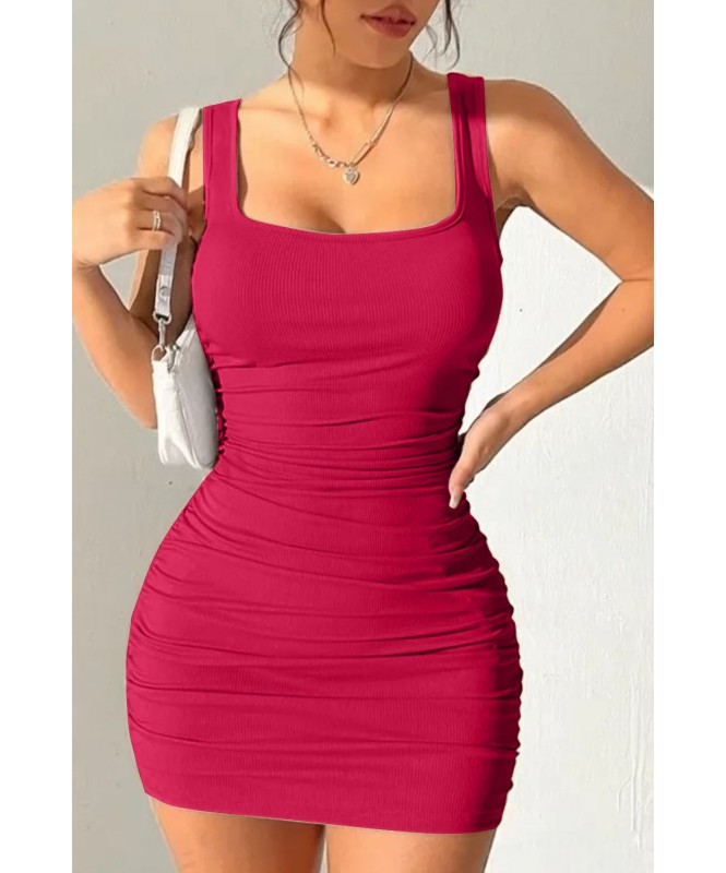 Pink Pleated Casual Bodycoan Dress